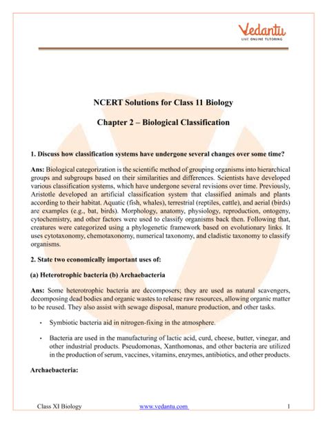 Class 11 Biology Chapter 2 Important Question