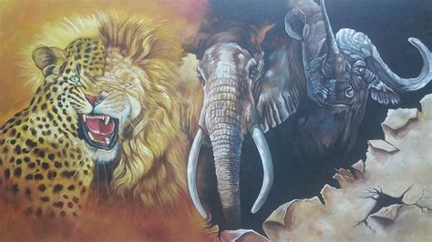 African Big Five Painting By Bob Ngaka Fine Art America