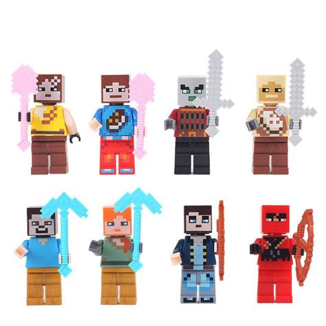 Мини Фигурки Майнкрафт 8 Фигурки С Оружием, Игровой Набор Minecraft ...