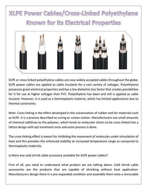 Ppt Xlpe Power Cables Cross Linked Polyethylene Known For Its