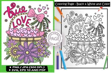 True Love Coloring For Adult And Kids Graphic By Vividdoodle