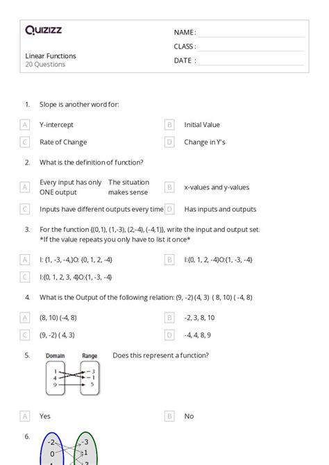 Functions Worksheets For Th Class On Quizizz Free Printable