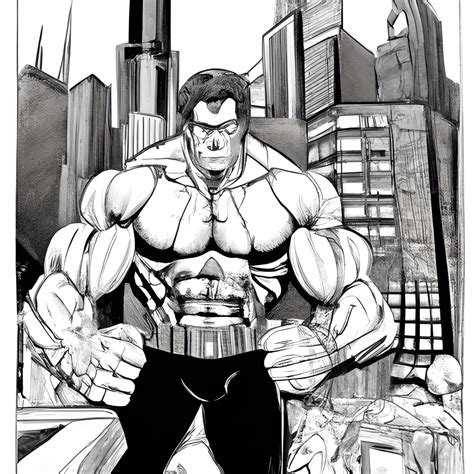 Hulk City Coloring Page Black And White · Creative Fabrica