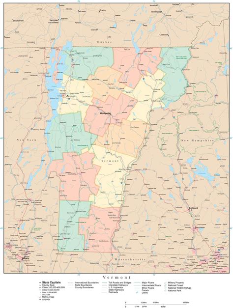 Vermont County Map With Towns