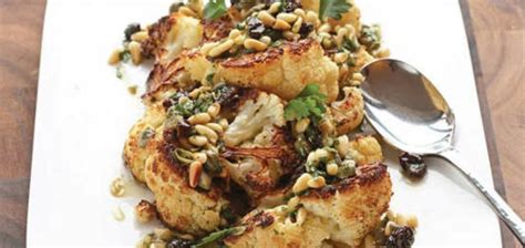 Roasted Cauliflower With Pine Nut Raisin And Caper Vinaigrette Cook With Brenda Gantt