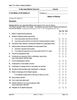 Fillable Online Iowacourts Report Of Referee Rule Form Fax