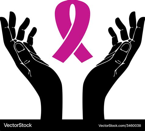 Hands With Breast Cancer Ribbon Symbol Royalty Free Vector