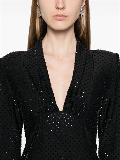 Self Portrait Rhinestone Embellished Mini Dress Black FARFETCH