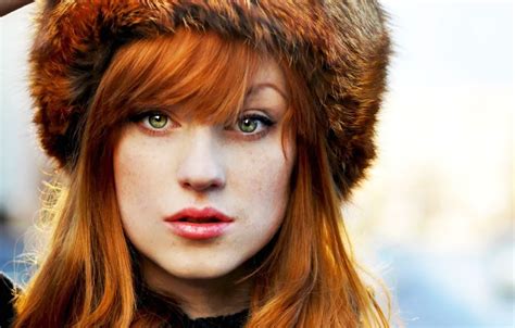 Wallpaper Girl Hat Portrait Freckles Beautiful Redhead Green Eyes