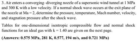 SOLVED 3 Air Enters A Converging Diverging Nozzle Of A Supersonic Wind