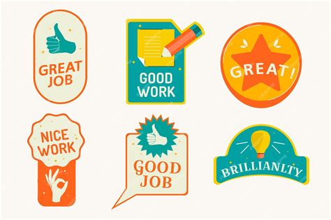 Premium Vector Organic Flat Good Job Stickers Set