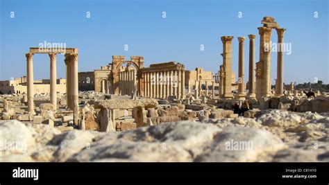 Palmyra Syrien Syria Ruinenstadt Ancient Ruin Alte Ruinen Antike Stock