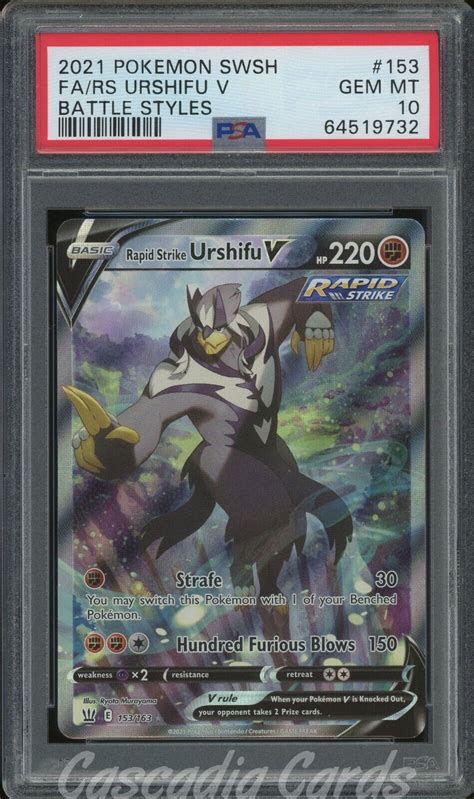 PSA 10 Rapid Strike Urshifu V Full Alternate Art 153 163 Battle Styles