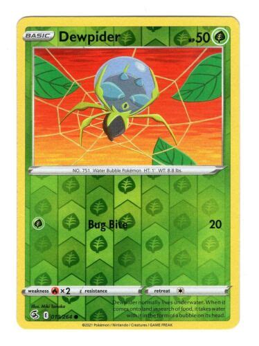 Pokemon Tcg Dewpider Swsh Fusion Strike Reverse Holo Common