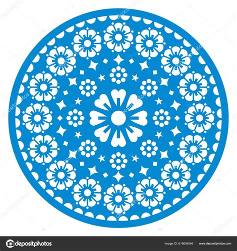 Papel Picado Vektor Mandala Design Mit Floralem Und Geometrischem