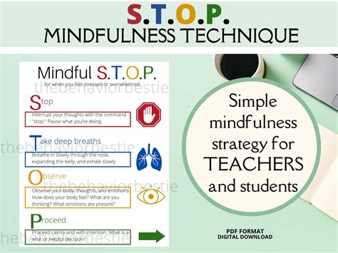 Stop Mindfulness Technique Etsy