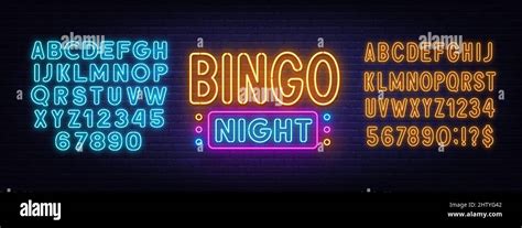 Bingo Night Neon Sign On Brick Wall Background Stock Vector Image Art