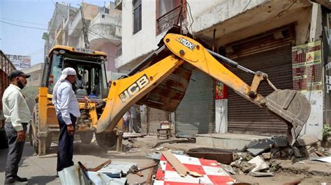 Delhi Anti Encroachment Drives Continue Bulldozers Roll Through