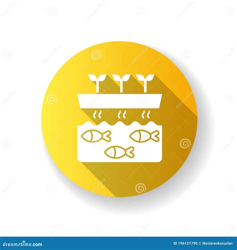 Aquaponics Yellow Flat Design Long Shadow Glyph Icon Stock Vector