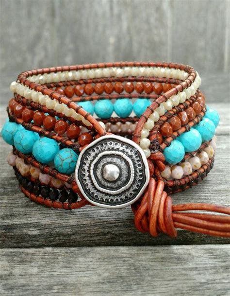 Cowgirl Bracelet Five Row Bracelet Leather Cuff Bracelet Etsy