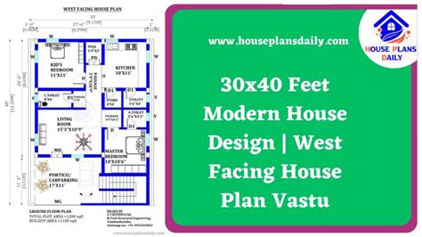 30x40 Feet Modern House Design West Facing House Plan Vastu House Designs And Plans Pdf Books