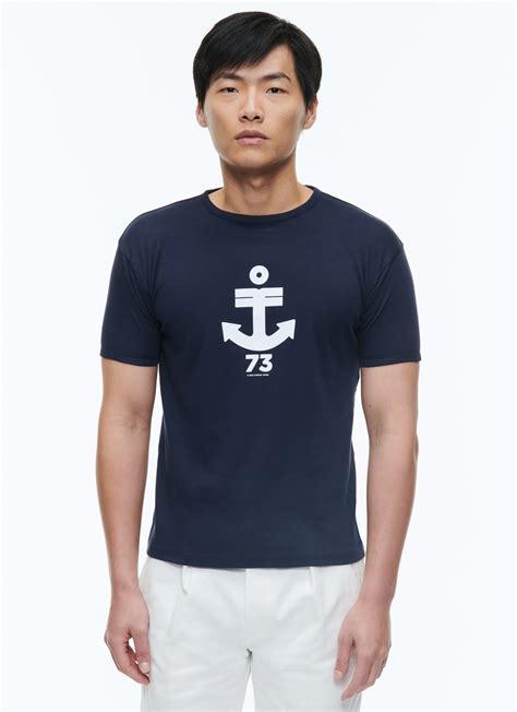 T Shirt Bleu Marine Imprim Ancre Homme Fursac J Dink Dj D