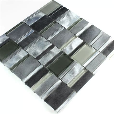 Aluminium Alu Glas Mosaik Fliese Grau Silber