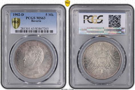 Deutschland 5 Mark Otto König von Bayern 1902D vz st MS63 PCGS