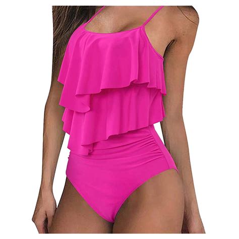 Tponi Sexy One Piece Swimsuit For Women One Piece Hot Pink Womens High Waisted Swimsuits M