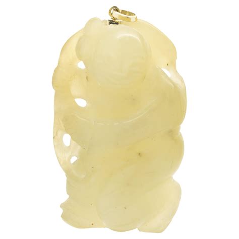 Large Carved Jade Diamond Gold Pendant For Sale At 1stdibs Jade