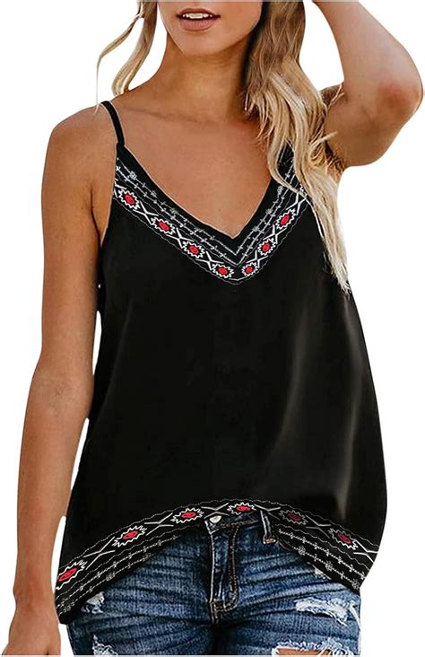 Damen Top Sommer V Ausschnitt Sexy Tanktop Lässig Oberteil