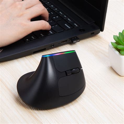 Delux M618C Wireless Optical Ergonomic Vertical Mouse RGB With Silent