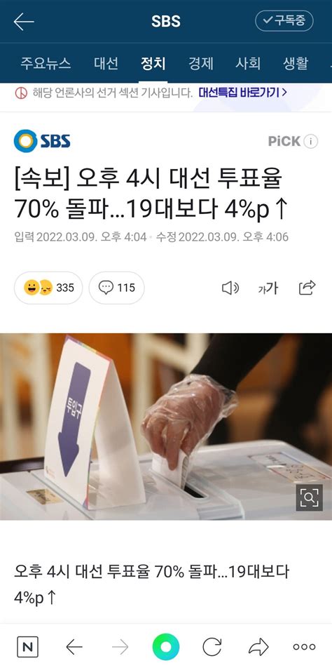 오후4시 대선투표율 70 돌파 유머움짤이슈 에펨코리아