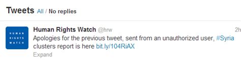 Human Rights Watch Official Website Twitter Accounts Hacked By Syrian