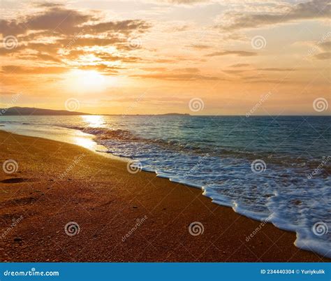 Sea Beach at the Dramatic Sunset Stock Photo - Image of panoramic, cove: 234440304