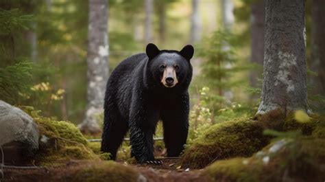 Premium Photo | Black bear in the forest