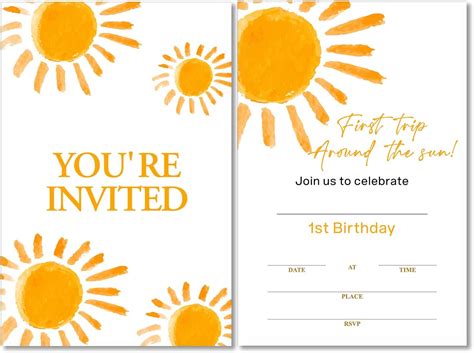 Partiness First Trip Around The Sun Birthday Invitations