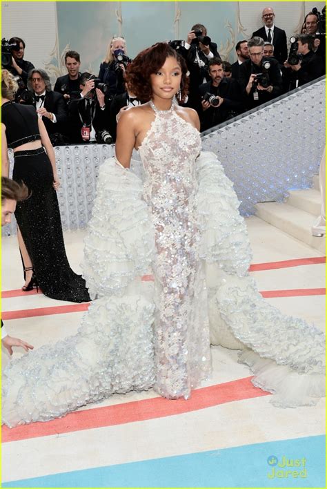 Full Sized Photo Of Halle Bailey Is Vision In White At Met Gala Ahead