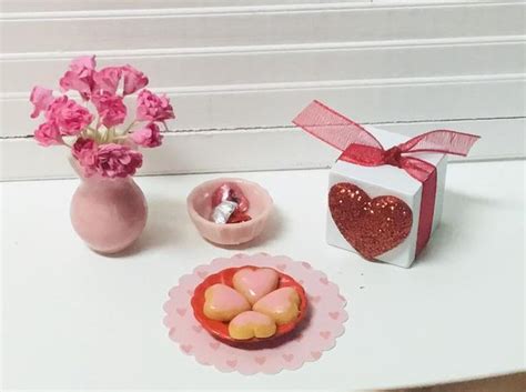 Dollhouse Miniature Valentines Day Decor Plate Of Pink Heart Etsy