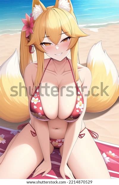 Anime Bikini Fox Girl En La Ilustraci N De Stock Shutterstock