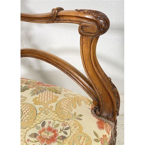 Antica Sedia Schienale Doppio Ad Angolo Legno Noce Liberty Chair