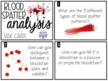 Forensics Blood Spatter Analysis Task Cards EDITABLE TPT