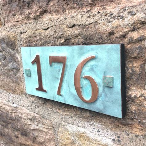 House Number Plaque In Real Copper With Plywood Back 3x Nos Etsy