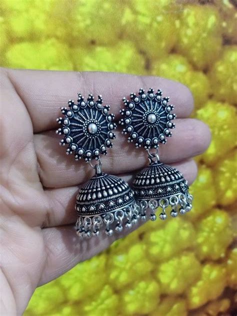 Oxidized German Silver Handmade Casual Wear Jhumka Jhumki Etsy