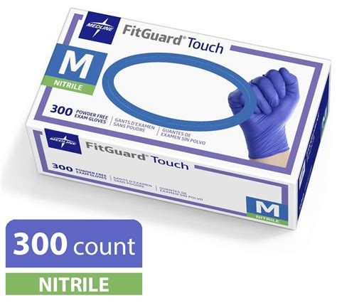 Medline Fitguard Touch Nitrile Exam Gloves Disposable Powder Free