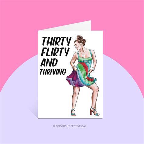 Th Birthday Card For Her Thirty Flirty And Thriving Etsy