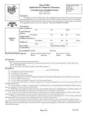 Ohio Ccw Application Fill Online Printable Fillable Blank Pdffiller