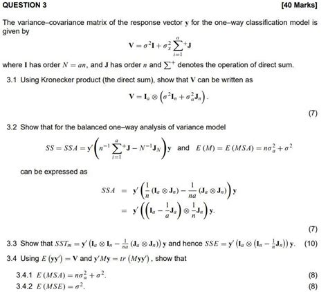 The Variance Covariance Matrix Of The Response Vector