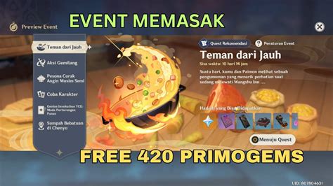 Event Memasak Teman Dari Jauh FREE 420 PRIMOGEMGenshin Impact