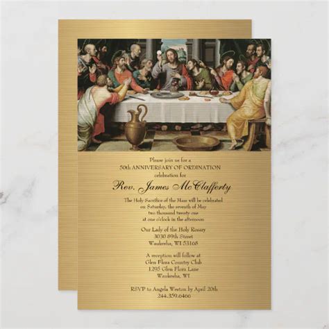 Invitación Aniversario de la Ordenación del Sacerdote Católic Zazzle es